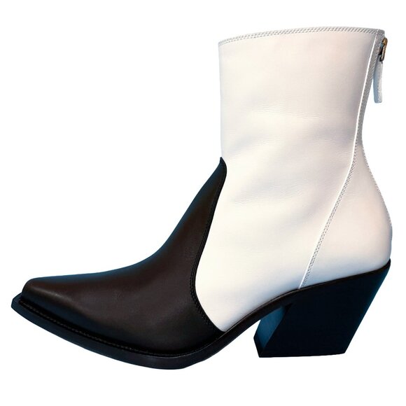 Brand New Givenchy Color Block Black and White Leather Cowboy Boots - Picture 7 of 14